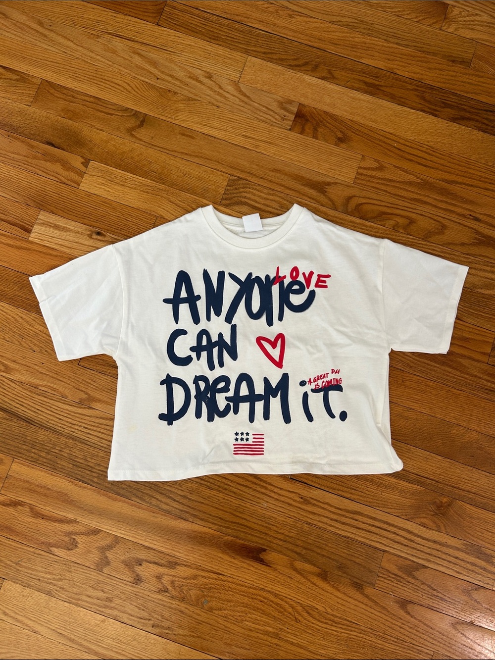 Zara Girls 11-12 White Graphic Tee